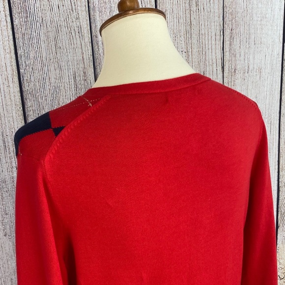 Tommy Hilfiger Women’s Red/Navy Argyle Sweater, M - Picture 8 of 8
